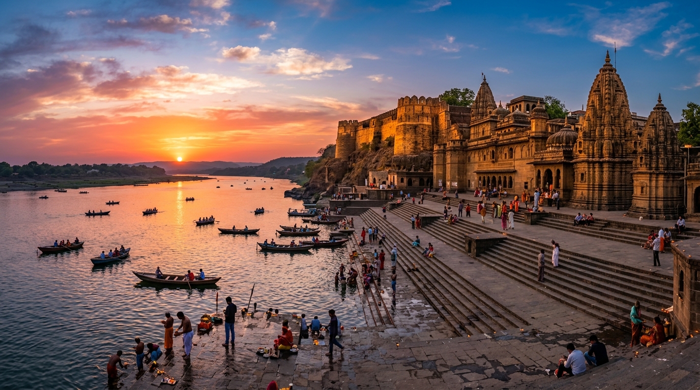 Ahilya Fort and Narmada Ghats in Maheshwar